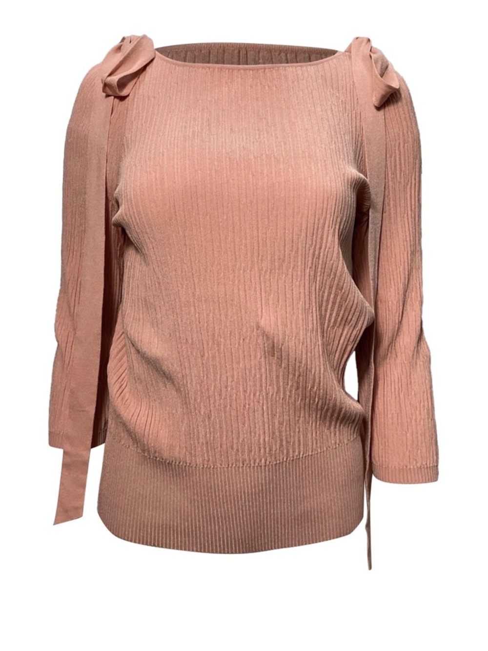 CHANEL Blush Pink Ribbed Tie-Shoulder Top LIKE NEW